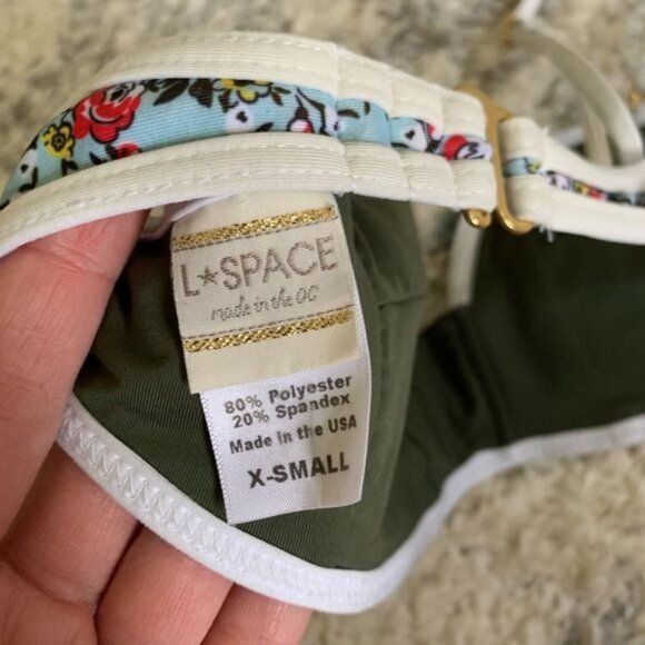 l*space Bloomin’ Gypsy Bombshell Top Size XS Floral Stripe Removable Straps - Picture 6 of 9